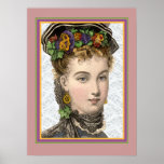 Victorian Beauty with Pansies in Her Hair Posters