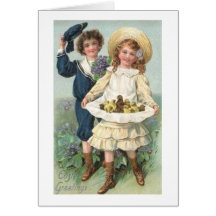 Victorian Boy And Girl Easter Card