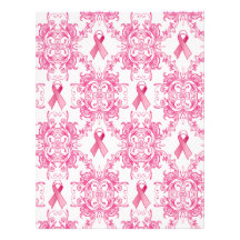 Victorian Breast Cancer Ribbon Damask Products Letterhead Template