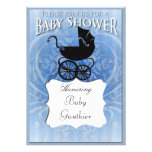 Victorian Carriage Blue Baby Shower Invitation