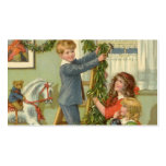 Victorian Children Decorating for Christmas Business Card Templates
