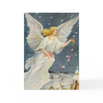 Victorian Christmas Angel with Stars and Roses Card