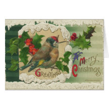 Victorian Christmas Bird Card