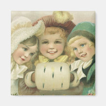 Victorian Christmas Children; Best Friends Refrigerator Magnets
