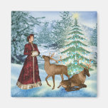 Victorian Christmas or Yule Square Magnet