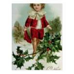 Victorian Christmas postcard depicting a boy