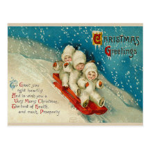 Victorian Christmas Snow Baby Postcards