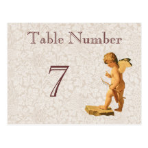 Victorian Cupid Vintage Table Number Postcard