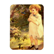 Victorian cutie with birds magnets
