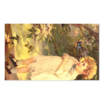 Victorian cutie with birds rectangle sticker