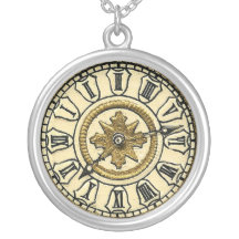 Victorian Die Cut Clock Face Steampunk Necklace