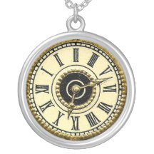 Victorian Die Cut Clock Face Steampunk Necklace