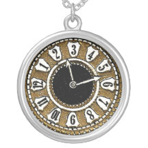 Victorian Die Cut Clock Face Steampunk Necklace