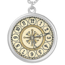 Victorian Die Cut Clock Face Steampunk Necklace