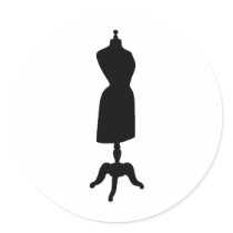Victorian Dress Form Silhouette Round Sticker