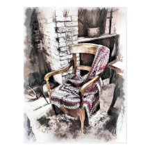 VICTORIAN FIRESIDE CHAIR POST CARDS