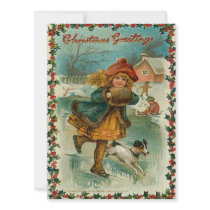Victorian Flat Christmas Card Custom Invites