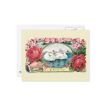 Victorian Friendship Roses and Swans Postcard