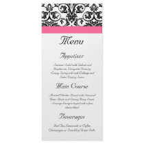 Victorian Fuchsia Pink and White Damask Menu