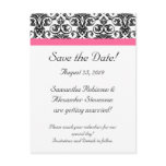 Victorian Fuchsia Pink and White Damask postcards
