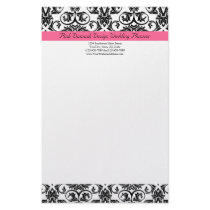 Victorian Fuchsia Pink and White Damask