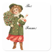 Victorian Girl Gift Tag Sticker