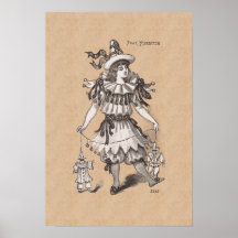 Victorian Girl in a Charming Pierrot Party Costume Posters