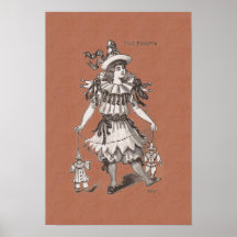 Victorian Girl in a Charming Pierrot Party Costume Posters
