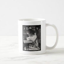 Victorian girl reading a book mug