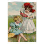 Victorian girls by the water greeting cards