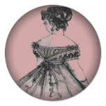 Victorian Lady Fade to Black Round Stickers 