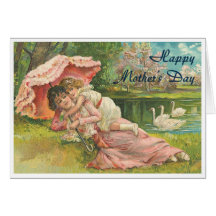 Victorian Mother and Child Greeting Card