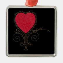 Victorian Nouveau Valentine Heart Christmas Ornaments