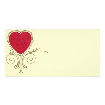 Victorian Nouveau Valentine Heart Customized Photo Card
