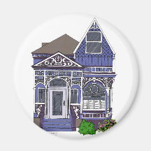 Victorian Painted Lady - Blue Fridge Magnet