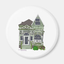 Victorian "Painted Lady" - green Magnets
