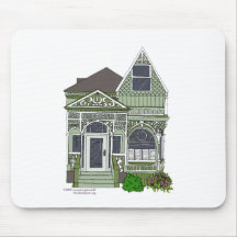 Victorian "Painted Lady" - green Mouse Pad