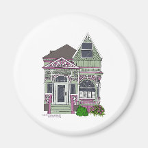 Victorian Painted Lady - Green/Pink Magnet