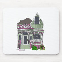 Victorian Painted Lady - Green/Pink Mouse Pads
