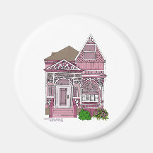 Victorian "Painted Lady" - pink Refrigerator Magnet