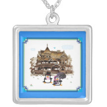Victorian Penguins at Home Necklace