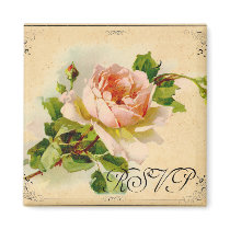 Victorian Pink Rose Refrigerator Magnet