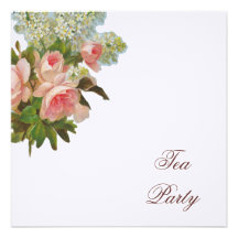 Victorian Pink Rose Tea Party Announcements