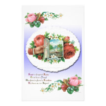 Victorian Roses Floral Scrapbook Paper Stationery