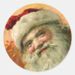 Victorian Santa Claus Portrait; A Joyous Christmas Round Sticker