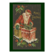 Victorian Santa on Chimney Greeting Cards