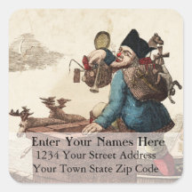 Victorian Santa Vintage Christmas Address Label Sticker