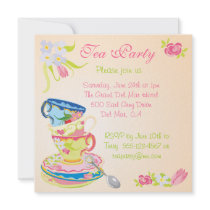 Victorian Stacked Tea Cups Tea Party Invitation