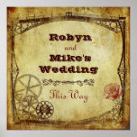 Victorian Steampunk Wedding: This Way Sign Poster