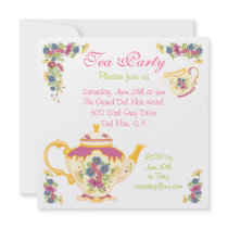 Victorian Tea Pot Tea Party Invitation